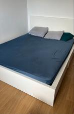 Bedframe + twee opbergladen + wielen + matras, Huis en Inrichting, Slaapkamer | Bedden, Ophalen, Gebruikt, Wit, Tweepersoons