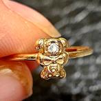 18K GOUDEN RING MET KEURMERKEN EN BRILJANTEN, Handtassen en Accessoires, Ringen, Nieuw, Ophalen of Verzenden, Dame of Heer, Met edelsteen