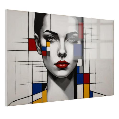 Peinture sur verre pour femme de style Piet Mondrian 105x70c, Antiquités & Art, Art | Peinture | Abstraite, Envoi