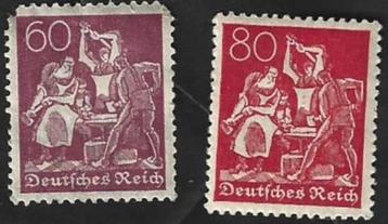 2 Postzegels Arbeiders Duitse Rijk 1921 beschikbaar voor biedingen