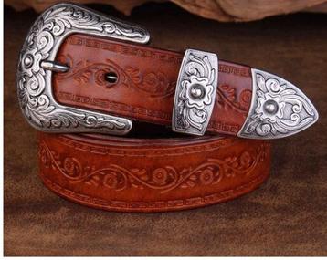 Ceinture homme en cuir boucle Western 105cm