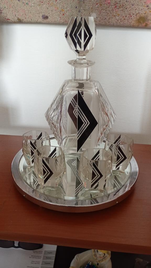 1930 art deco karaf en glazen, Ophalen