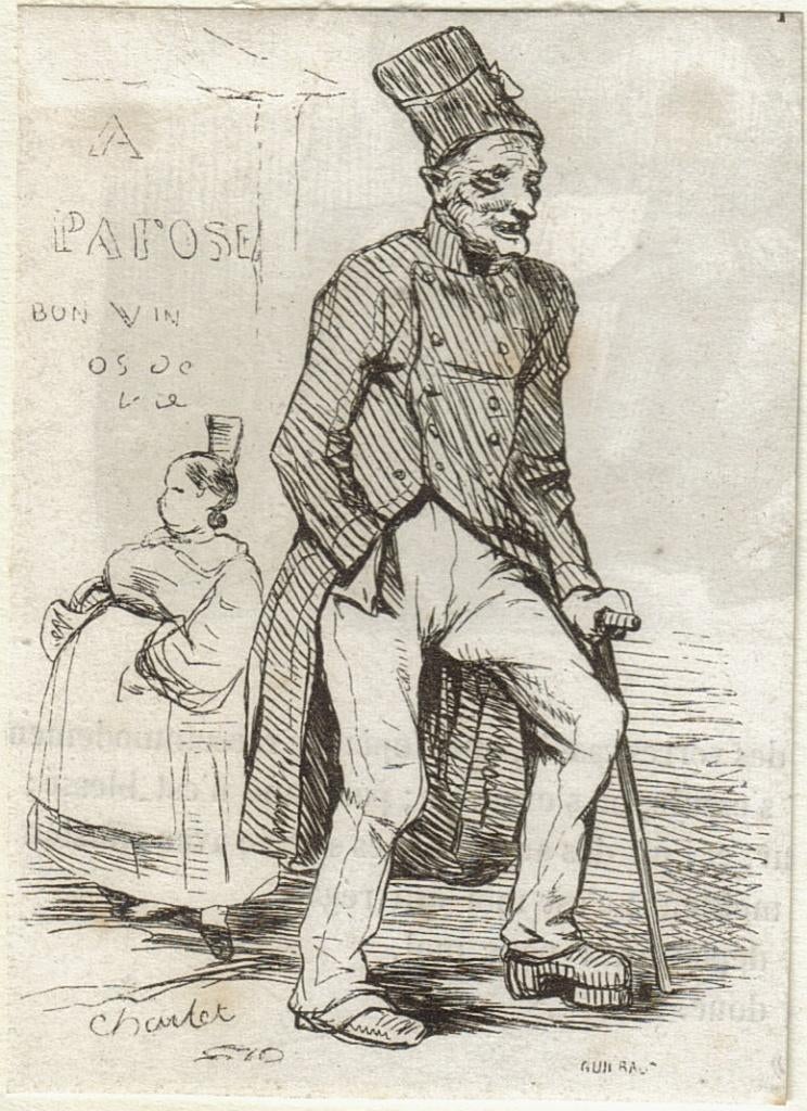 Nicolas-Toussaint Charlet litho "À Papose", met oplegvel, Antiquités & Art, Art | Lithographies & Sérigraphies, Enlèvement