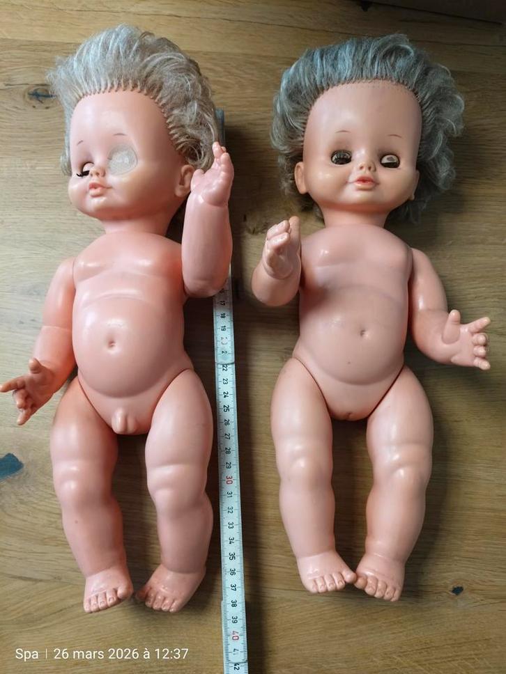 Poupées anciennes UNICA Belgium, jumeaux garçon & fille, Verzamelen, Poppen, Gebruikt, Pop, Ophalen of Verzenden