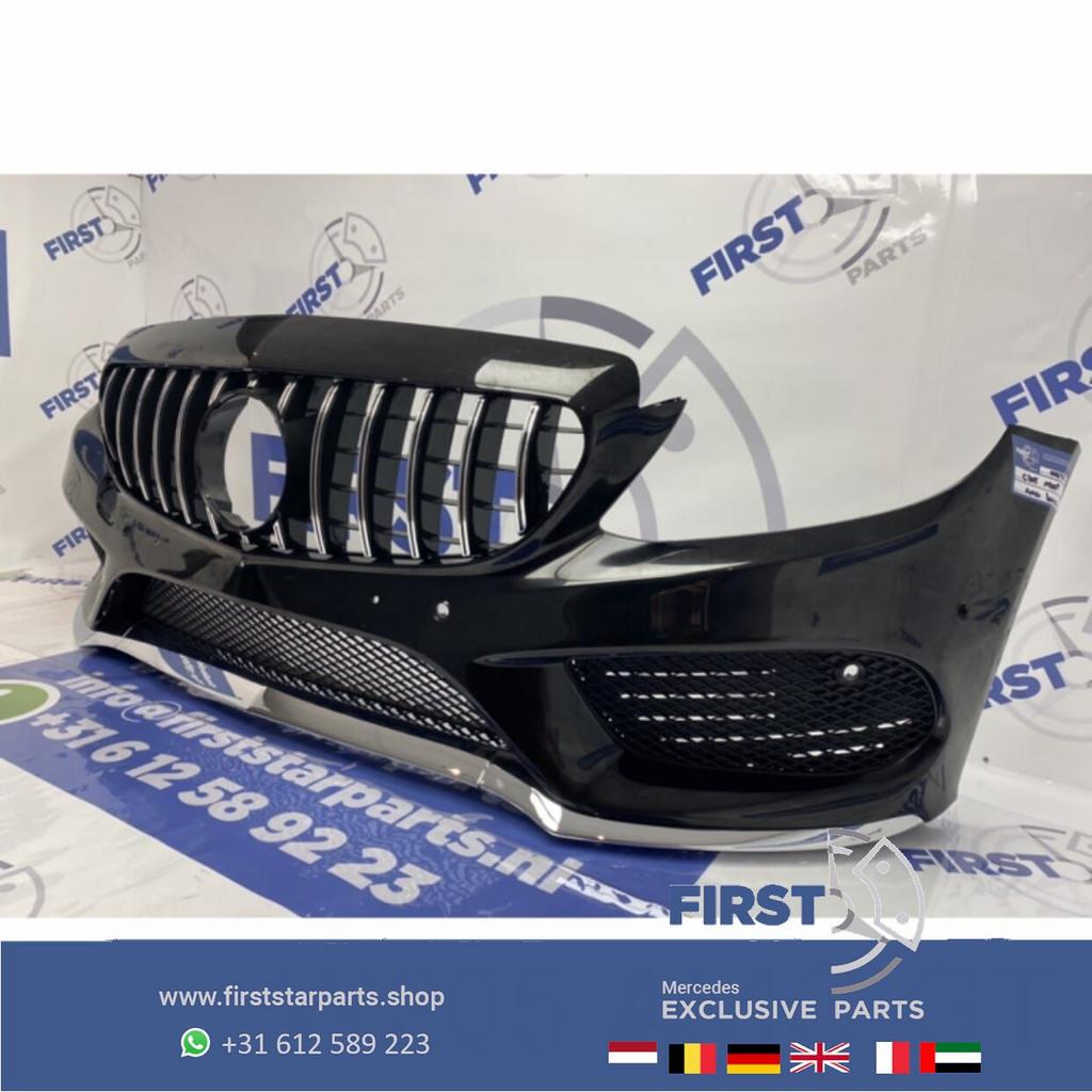 W205 C205 C43 AMG VOORBUMPER ZWART + GT GRIL C KLASSE 2014-2, Utilisé, -, Avant, -