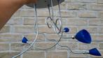 Moderne plafondverlichting met 5 blauwe kapjes, Huis en Inrichting, Ophalen