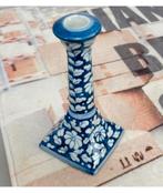 Blauwe aardewerk 20cm hoge lange kaarsenstandaard kandelaar, Antiek en Kunst, Ophalen of Verzenden, Keramiek of Aardewerk