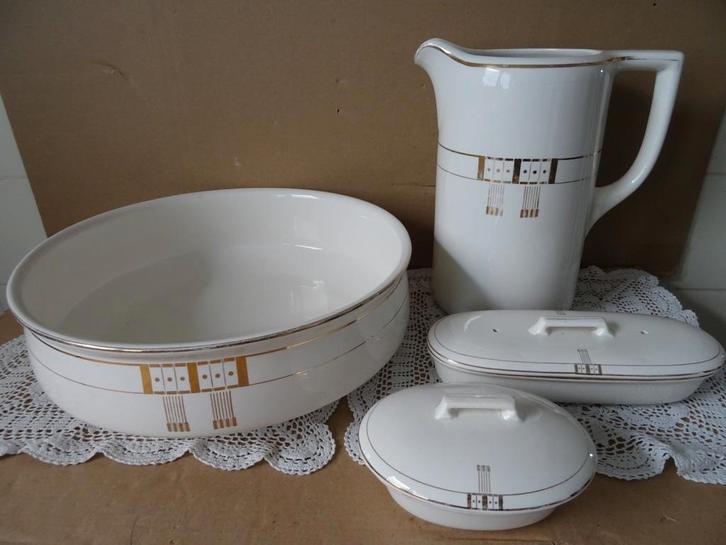 Antiek lampetstel Société Céramique Maestricht verguld, Antiek en Kunst, Antiek | Keramiek en Aardewerk, Ophalen of Verzenden