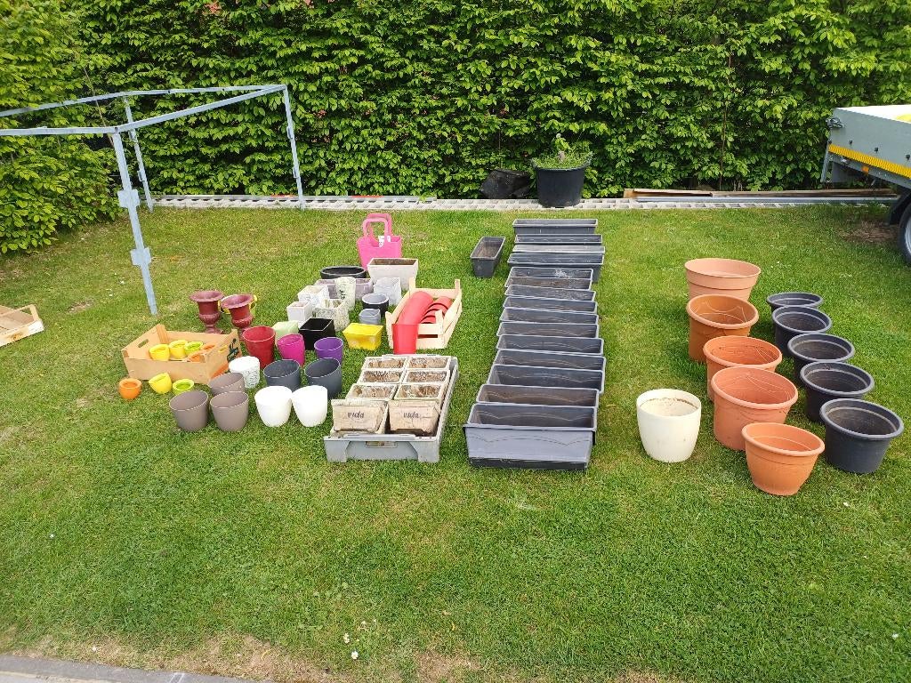 Partij bloempotten, bloempotjes, bloembakken, Ophalen, Gebruikt