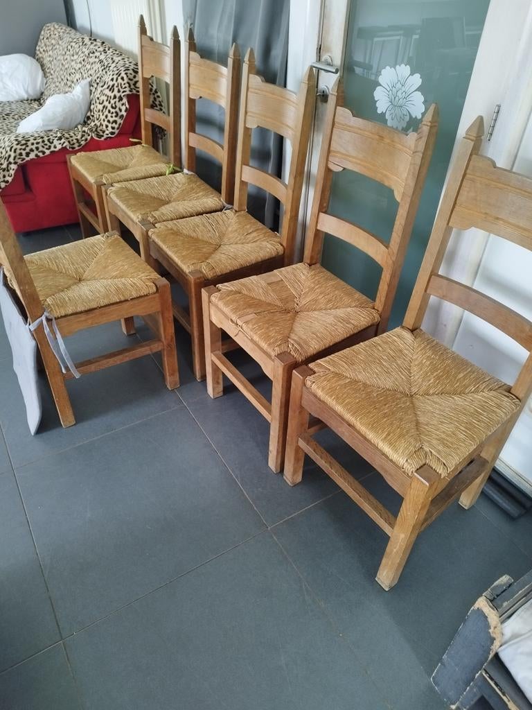 4 chaises salle a manger en chêne massif, Antiquités & Art, Enlèvement