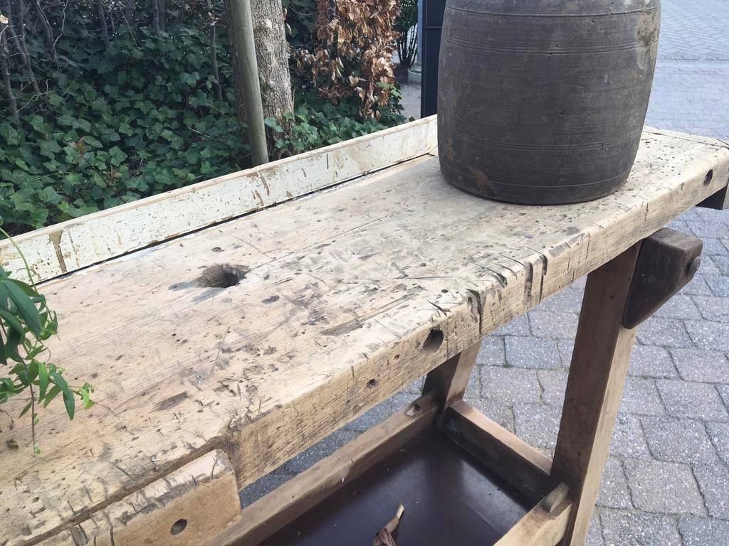 Schitterende landelijke werkbank als side-table, Enlèvement, Comme neuf