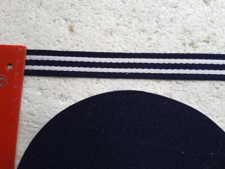 galon épais bleu marine et blanc 21 mm coton G2125B, Hobby & Loisirs créatifs, Couture & Fournitures, Neuf, Enlèvement ou Envoi