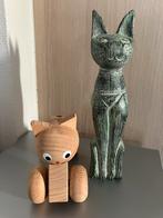 Lot 2 HOUTEN katten-beeldjes 🐈‍⬛., Enlèvement ou Envoi, Comme neuf