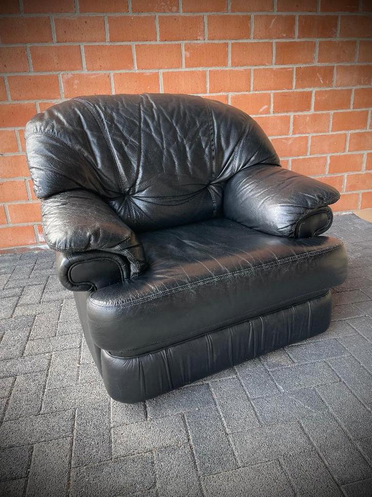 Leder zetel / 1 zit / als nieuw, Antiek en Kunst, Antiek | Meubels | Stoelen en Sofa's, Ophalen