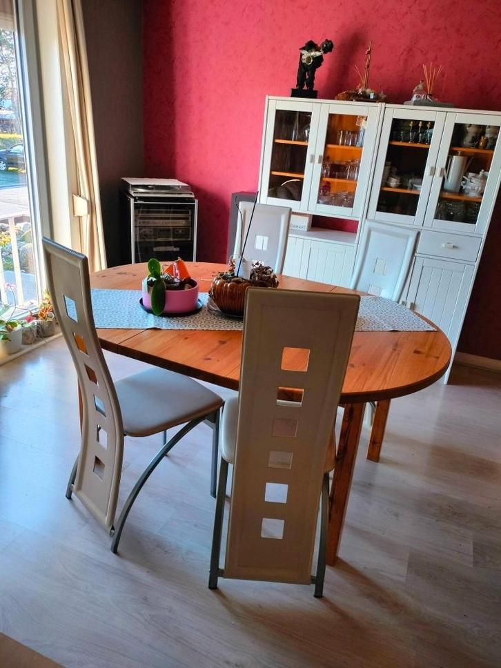 Tafel, Huis en Inrichting, Tafels | Eettafels, Gebruikt, Vijf personen of meer, Grenenhout, Ophalen