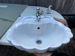 keramische lavabo ( schelp) met koudwater kraantje, Bricolage & Construction, Sanitaire, Enlèvement, Utilisé, Inox, Lavabo