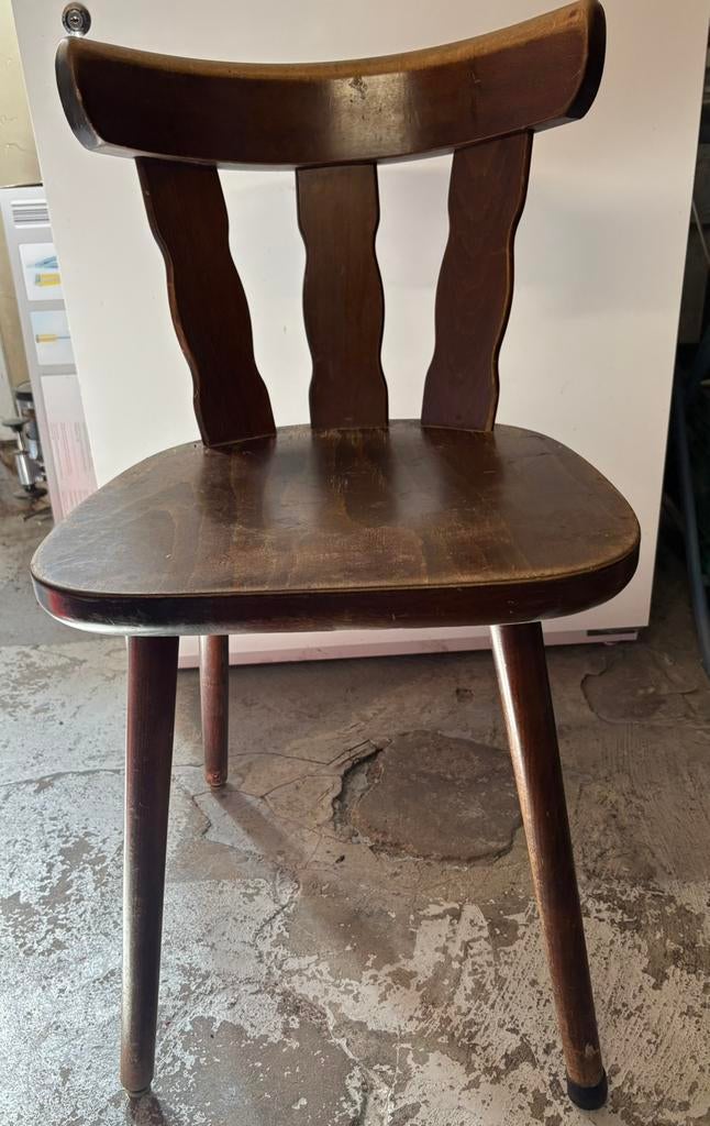 Set 9 vintage cafestoelen, Ophalen, Gebruikt, Bruin, Hout