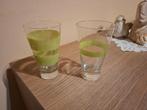 2 drinkglazen / groene horizontale banden, Enlèvement ou Envoi, Comme neuf, Verre, Verre ou Verres