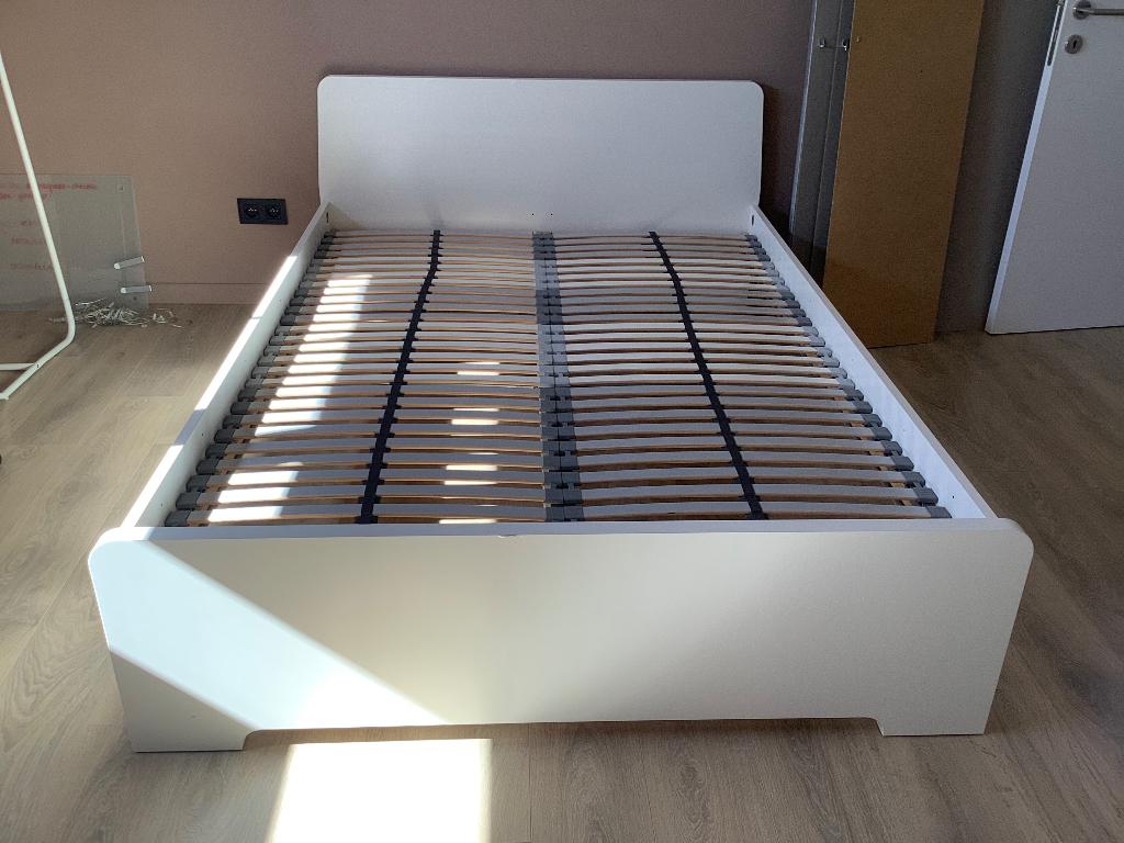 Bed + lattenbodem, Comme neuf, Sommier à lattes, Enlèvement, 180 cm ou plus