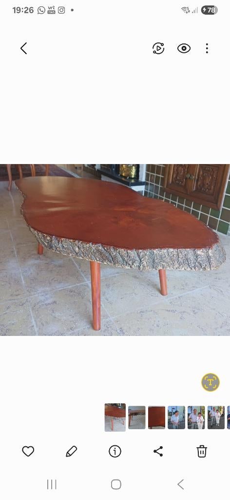 houten salontafel, Ophalen, Gebruikt, 100 tot 150 cm, Eikenhout