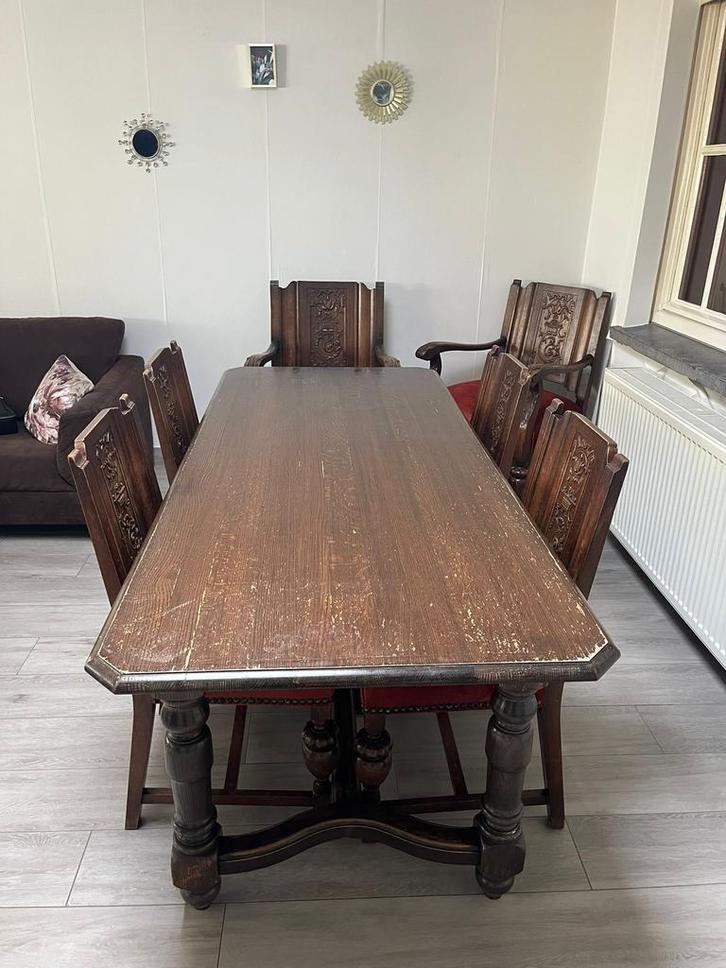 Eet tafel met  6stoelen, Antiek en Kunst, Antiek | Meubels | Tafels, Ophalen