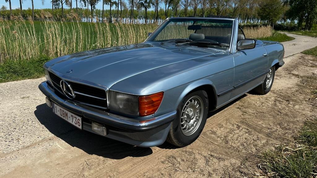 Belgische Mercedes 280SL R107 diamantblauw, Cuir, Achat, Cabriolet, Noir