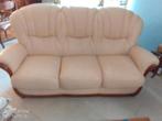 Salon beige en véritable cuir. TB état. Pas de livraison., Maison & Meubles, Enlèvement, Cuir