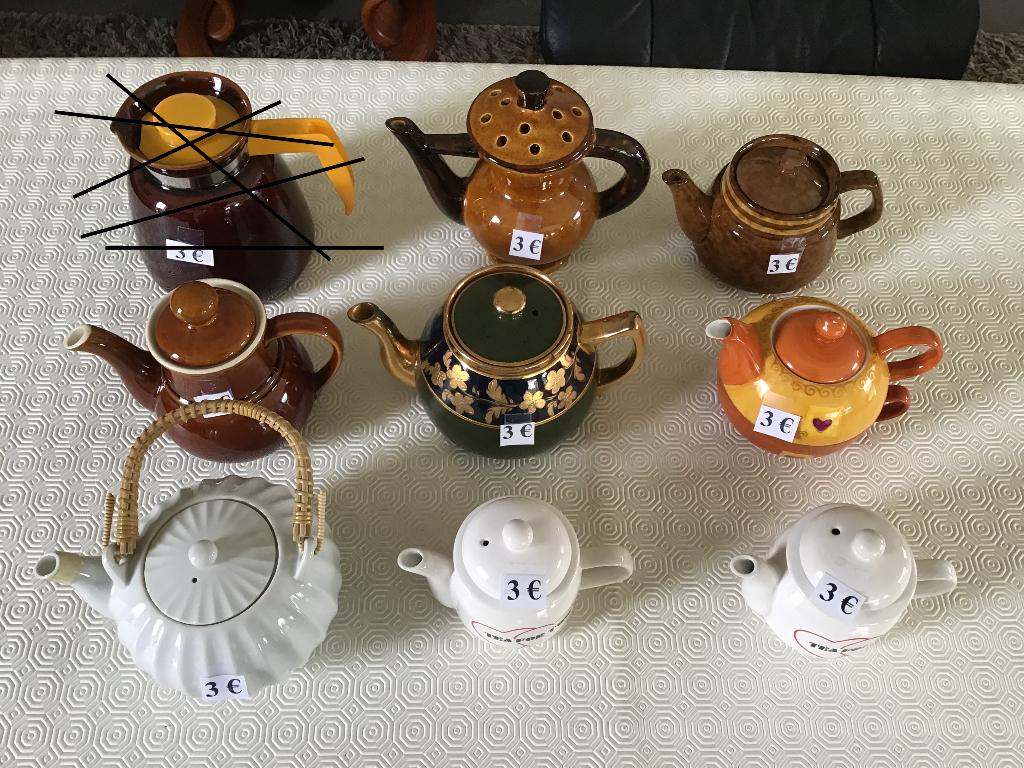 13 théières à prix avantageux, Maison & Meubles, Cuisine | Vaisselle, Comme neuf, Enlèvement ou Envoi