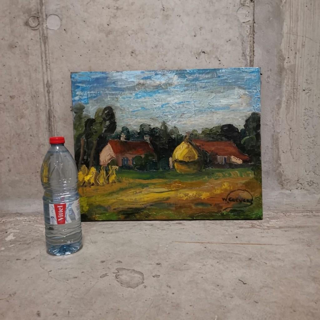 Journée d'été dans la cour flamande (ca1950)-William Clevers, Antiquités & Art, Art | Peinture | Moderne, Enlèvement