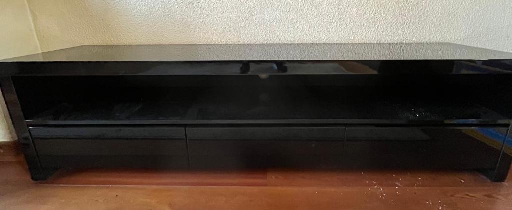 Zwart lak TV meubel, Ophalen, Gebruikt, 150 tot 200 cm, Vintage