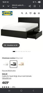 Cadre lit ikea brun 180x200cm et sommier a latte reglable, Comme neuf, Brun, Enlèvement, 180 cm