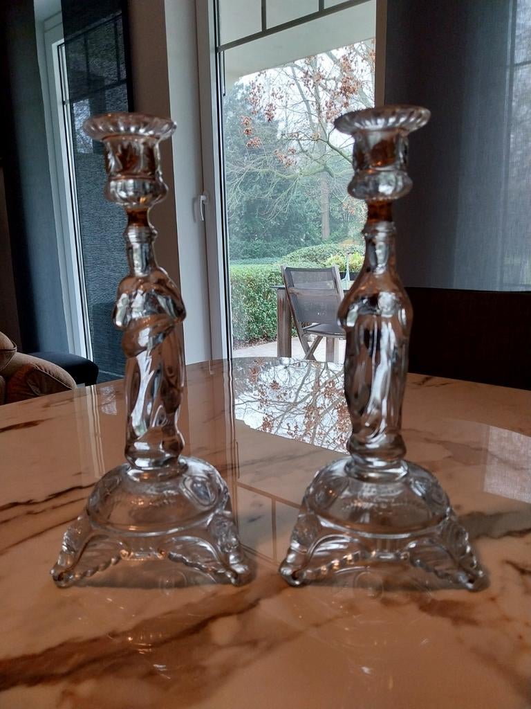 Val Saint LAMBERT  ANTIEKE kandelaars 2 stuks origineel, Antiek en Kunst, Antiek | Kandelaars, Ophalen