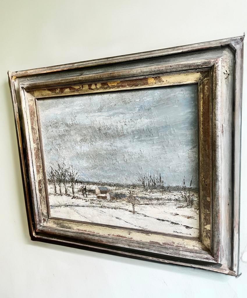 Landschaps schilderij op hout - Van Meerbeek, Antiek en Kunst, Kunst | Schilderijen | Klassiek, Ophalen