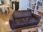 Canapé 3 places fixe en velour marron effet vieilli, Maison & Meubles, Enlèvement, Deux personnes