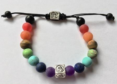 Chakra armband met Levensboom en Aum bedel, Enlèvement ou Envoi, Neuf, Rouge, Autres matériaux