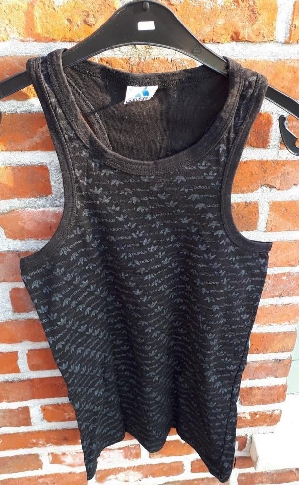 Heren mouwloos Tshirt - zwart print adidas - maat L/XL, Kleding | Heren, T-shirts, Verzenden, Zo goed als nieuw, Maat 52/54 (L)