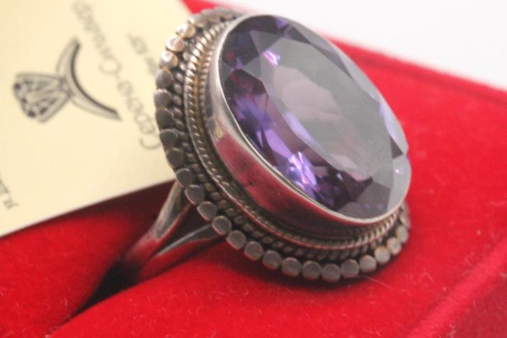 ring, Handtassen en Accessoires, Ringen, Nieuw, Dame, Paars, Zilver, Met edelsteen, Verzenden