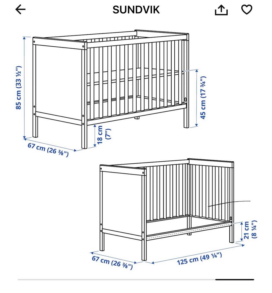 Babybed met matras – wit – goede staat, Ophalen, Zo goed als nieuw, Matras
