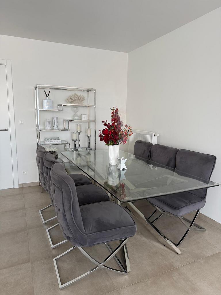 Lot de 6 chaises Richmond – velours gris – excellent état, Huis en Inrichting, Ophalen, Zo goed als nieuw