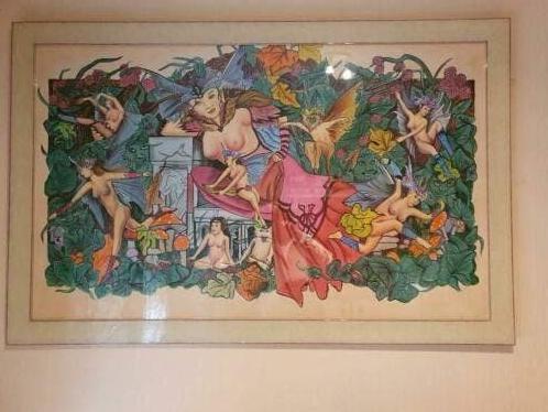 Hand geschilderd kunstwerk op zijde ., Enlèvement