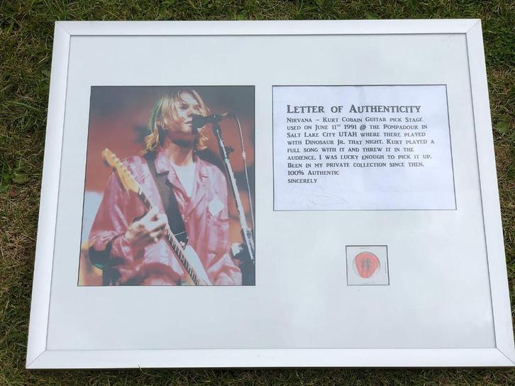 Kurt Cobain Plectrum Concert Nirvana 1991, Verzamelen, Muziek, Artiesten en Beroemdheden, Ophalen of Verzenden