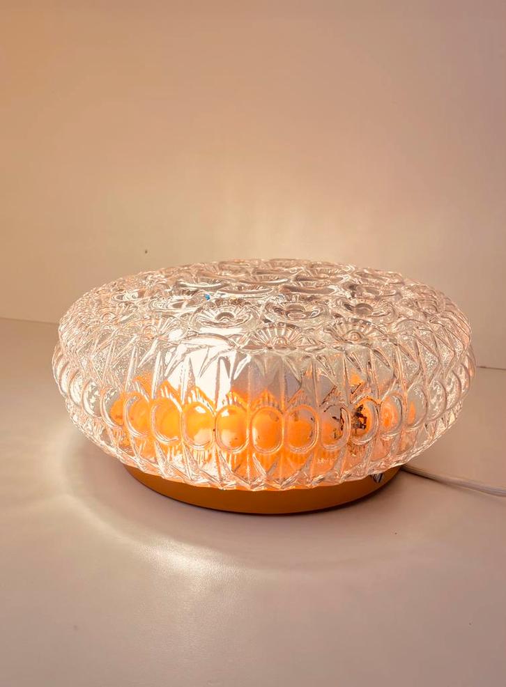 FUNKY 70’s FLOWER PLAFOND / MUURLAMP (Zie Beschr.), Huis en Inrichting, Lampen | Plafondlampen, Zo goed als nieuw, Glas, Metaal