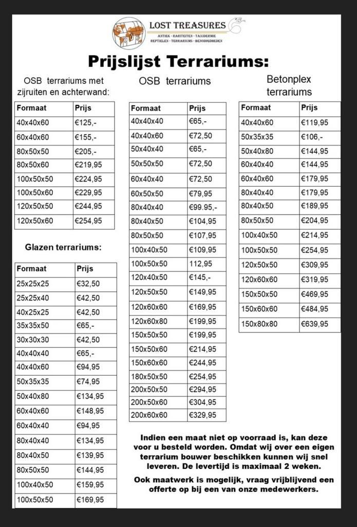 Diversen terrariums; glas, osb en betonplex ook maatwerk!, Dieren en Toebehoren, Reptielen en Amfibieën | Toebehoren, Ophalen