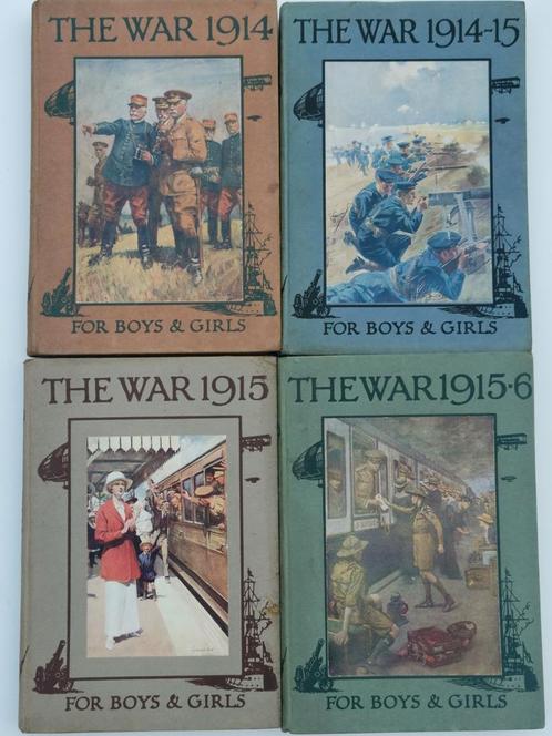 The War 1914  for boys and girls - 4 boeken - London 1914-16, Antiek en Kunst, Antiek | Boeken en Manuscripten, Ophalen of Verzenden