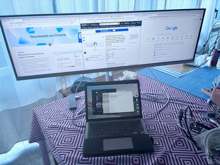 Moniteur 43,8 pouces ultrawide 3840x1080, Informatique & Logiciels, Moniteurs, Comme neuf, 101 à 150 Hz, DisplayPort, HDMI, Thunderbolt