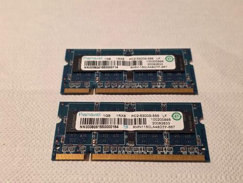 2 GB - (2x1GB), Computers en Software, RAM geheugen, Gebruikt, Laptop, 2 GB, DDR2, Ophalen of Verzenden