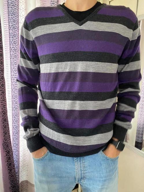 H&M herentrui, v-hals, brede strepen, maat XL, Kleding | Heren, Truien en Vesten, Zo goed als nieuw, Maat 56/58 (XL), Overige kleuren