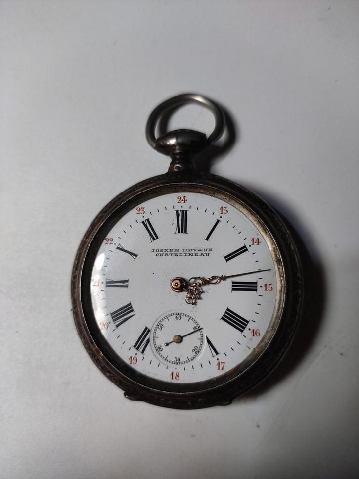 Massief zilveren .800 zakhorloge, versierd Joseph devaux, Handtassen en Accessoires, Horloges | Antiek, Zakhorloge, Zilver, Ophalen of Verzenden