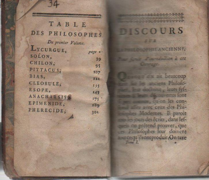 DISCOURS SUR LA PHILOSOPHIE ANCIENNE - 18 / 12 / 1769, Livres, Philosophie, Utilisé, Philosophie ou éthique, Enlèvement ou Envoi