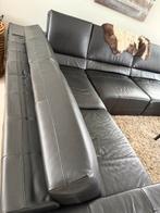 Zetel u vorm zwart leder, Huis en Inrichting, Ophalen, Gebruikt